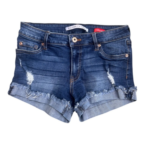 Celebrity Pink The Honey Blue Jean Shorts Distressed Cuffed Hem Sz 25/1,…017 - Picture 1 of 2